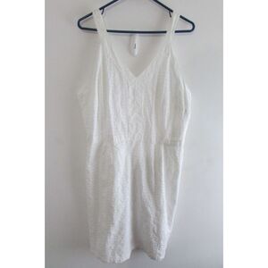 Old Navy White Eyelet Mini Wide Strap Flare Mini Dress Size 16
